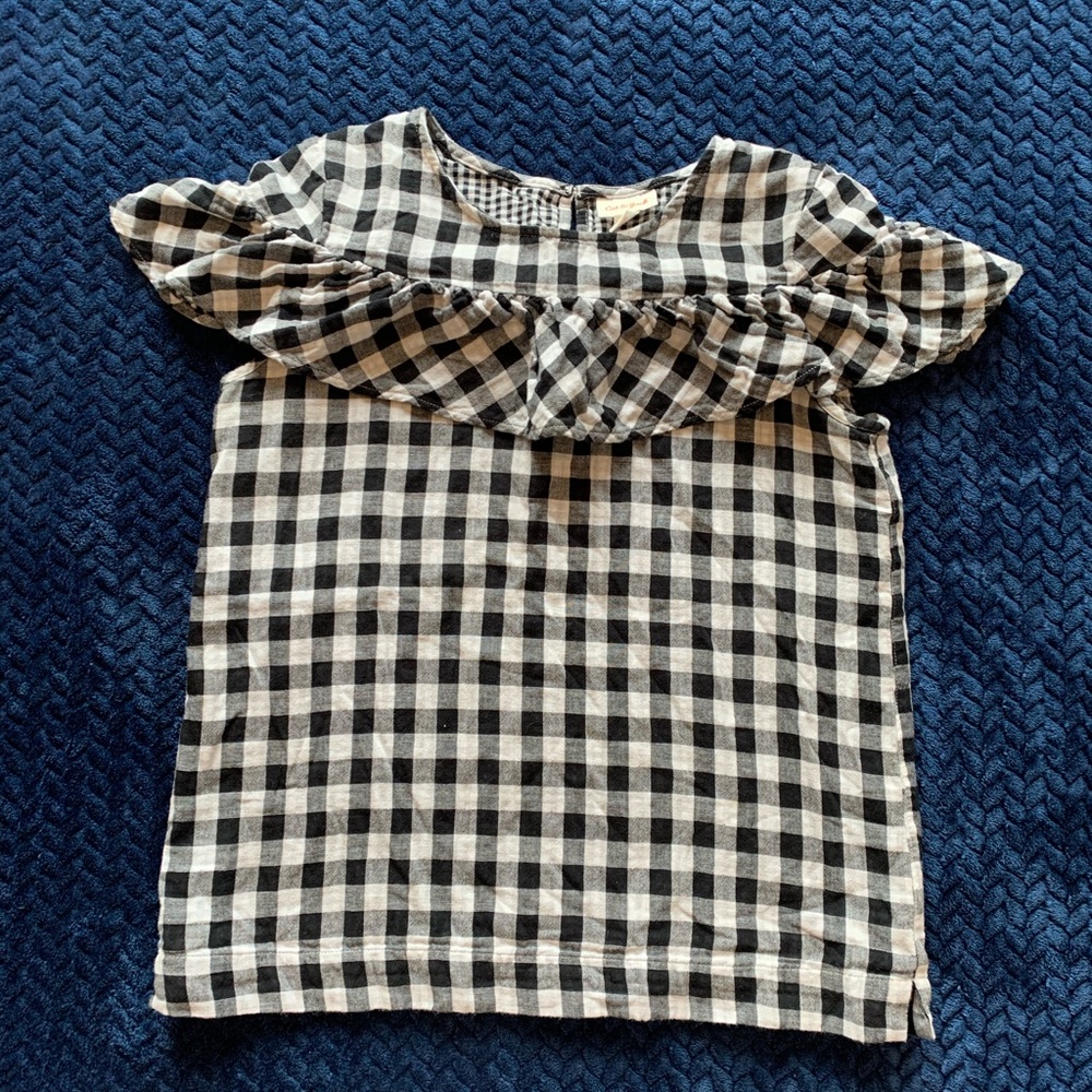 Girls Black and White Checked Top